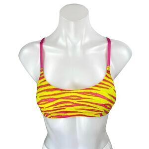 Savage x Fenty Yellow Pink Zebra Sleeveless Cami Camisole Tank Bra Top Size XS